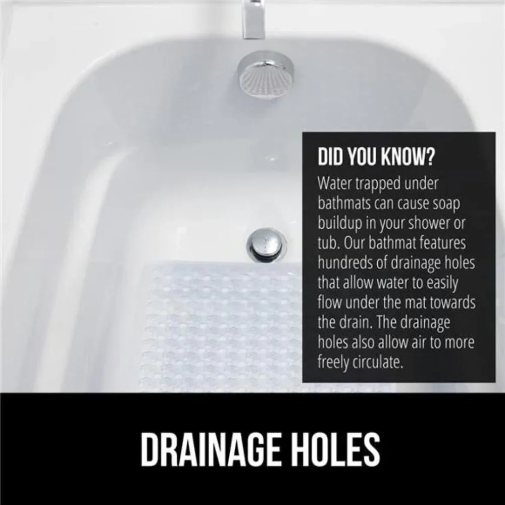 Grip Patented Bath Tub Shower Mat, Machine Washable Bathtub Floor Liner